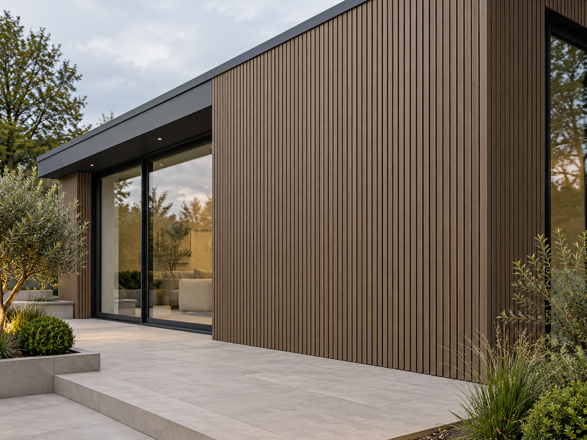 Illustrative finished Slatted SG Antique cladding setting; colour and trim details indicative
