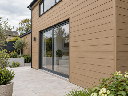Illustrative finished Traditional 3C Maple cladding setting; colour and trim details indicative