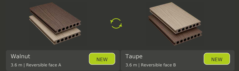 Armour - Walnut/Taupe - Reversible Composite Decking - 138x23 @3.6m