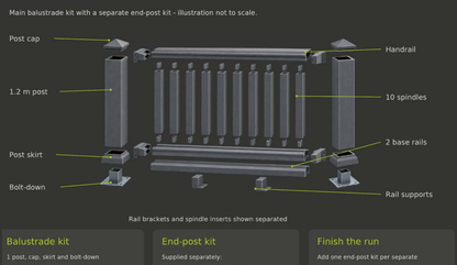 Illustrative balustrade fitting detail from the Verde brochure. Main product photograph shows the selected colour and supplied item.