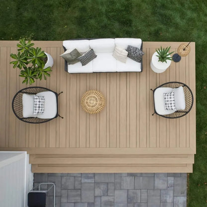 Composite Prime manufacturer installation photograph: elements weathered teak