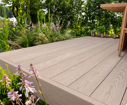 Redux® Cashmere — illustrative installed decking with softened shadows