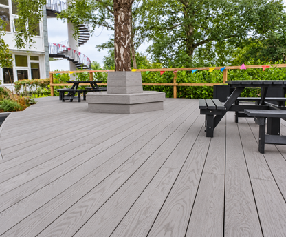 Redux® Smoke — illustrative installed decking with softened shadows