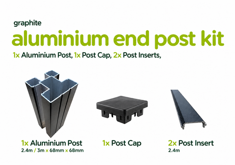 Aluminium End Post Kit - 68x68 @2.4m