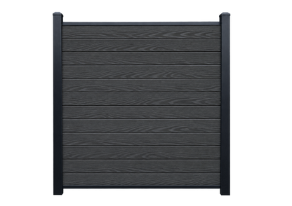 Evolved - Anthracite - Composite Fence Kit - (Aluminium Post) — illustrative kit view with Evolved woodgrain boards