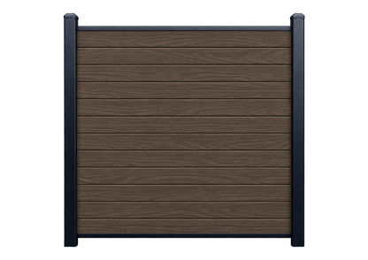 Evolved - Brown - Composite Fence Kit - (Aluminium Post) — illustrative kit view with Evolved woodgrain boards