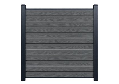 Evolved - Slate Grey - Composite Fence Kit - (Aluminium Post) — illustrative kit view with Evolved woodgrain boards