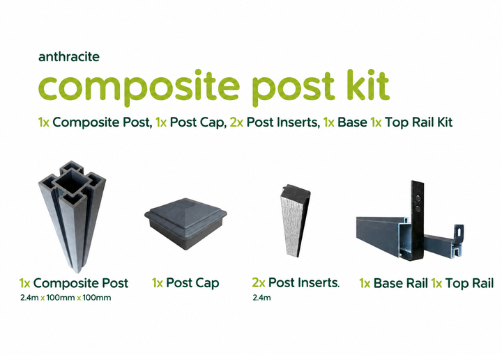 Evolved - Anthracite - Composite Post Kit - 100x100 @2.4m