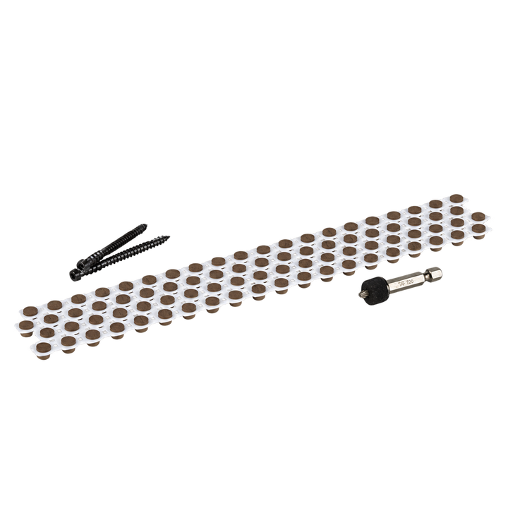 Elements Collated Cortex Weathered Teak - 350 screws, 400 plugs, 3 bits - 9.3sqm