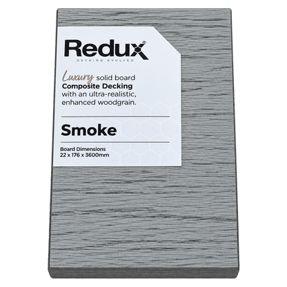 Redux® Smoke decking sample with product label, transparent background