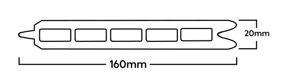 Technical profile drawing for Evolved - Brown - Composite Fencing - 160x20 @1.83m