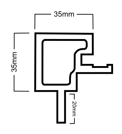Technical profile drawing for Slatted SG - Cedar - Composite External Trim - 2.5m