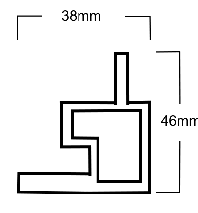 Technical profile drawing for Slatted SG - Walnut - Composite Internal Trim - 2.5m